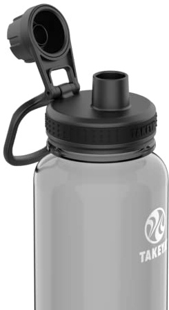 Takeya 32 oz Tritan Plastic Sport Water Bottle with Spout Lid, Premium Quality, BPA Free Food Grade Materials, Stormy Black