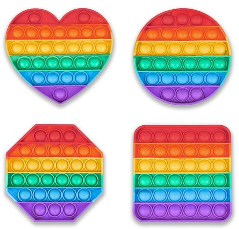 Pop on It für Kinder I Pop Bubble 4er Geschenk Set I Wasserfeste Fidget Toys I Poppets aus hochwertigem Silikon I Antistress Spielzeug