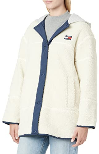 Tommy Jeans Abrigos tejidos para mujer, Crudo/Multi, S