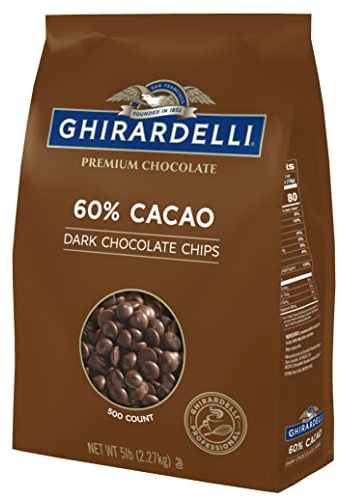 Ghirardelli Chocolate Company 60% Cacao Dark Chocolate Chips, 5lb. Bag (Pack of 1)