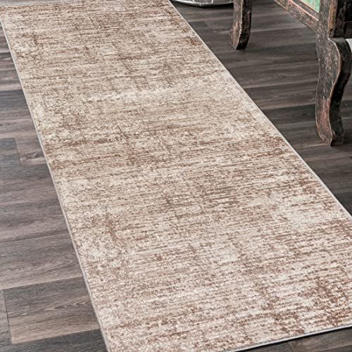 Mazovia Teppich Läufer Flur - Modern Teppichläufer – Kurzflor, Weich - für Vorzimmer Eingangsbereich Schlafzimmer Küche Korridor - Abstrakt Muster - 60 cm Breite - Beige Creme 60 x 500 cm