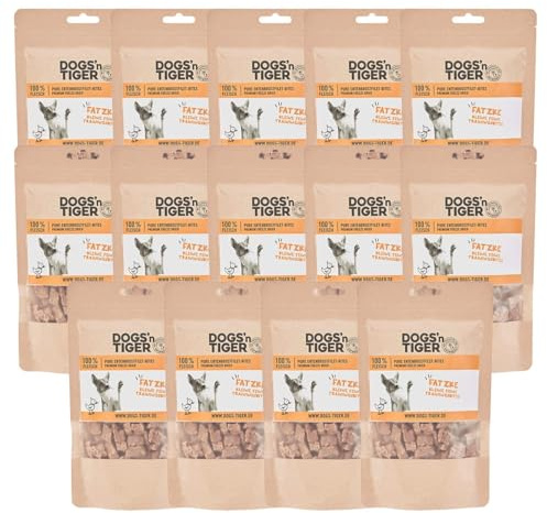 Dogs'n Tiger – Fatzke träningsgodis av 100% kött – utan socker, spannmål och konstgjorda aromer – lätttolererad (frystorkad ankbröstfilé | 14 x 80 g)