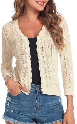 Gyabnw Bolero Mujer Manga 3/4 Cuello V Chaqueta Corta | Cuello V, chaqueta corta tradicional, estilo de bolero para mujer, para cocteles y bodas, estilo nupcial y festivo