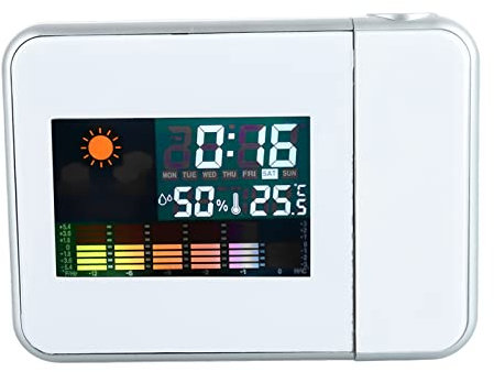 Projektionswecker, Digitaler LED-Wettervorhersagewecker, 180° Projektionswinkel mit Innenthermometer-Hygrometer, Einstellbarer Projektionsfokus, für Schlafzimmer zu Hause