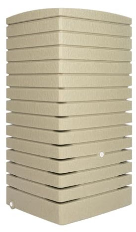 FLORANTIA Regentonne eckig Regenwassertank Quadrum 320 Liter Sandstein aus UV- und witterungsbeständigem Material. Regenfass BZW. Regenwassertonne mit kindersicherem Deckel und Messinganschlüssen