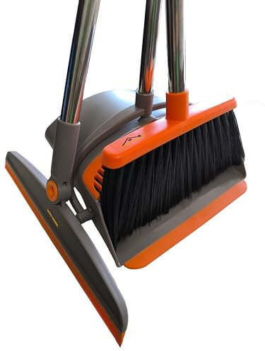 Dypo Home Escoba y Recogedor Plegable Con Palo Extensible - Escoba de Goma para Líquidos Con Mango Ajustable