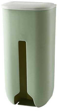 Haofy Soporte y Dispensador de Bolsas de Plástico, Apertura Inferior Visible, Acero Inoxidable, Montaje en Pared, Protector de Bolsas de Supermercado (Verde nórdico)