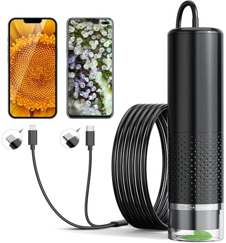 Handy-Mikroskop, Ashfly USB Mikroskop für Kinder 10 Bis 200X tragbares Taschenmikroskop, 3 Stufen einstellbar LED Lights Mikroskop Digital für iOS& Android (Bildungsgeschenk)