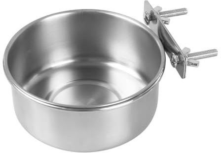 Bol d'eau de Nourriture pour Oiseaux, Mangeoire à Vaisselle en Acier Inoxydable, Tasse d'alimentation Cage Perroquet avec 2 Pinces pour Perroquets Calopsittes Inséparables Pinson
