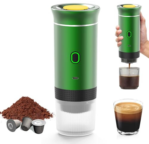 Macchina per caffè portatile, per caffè espresso e riscaldamento elettrico da viaggio, per 12 V auto e campeggio, caffettiera per campeggio, macchina da caffè portatile da viaggio, capsule caffè