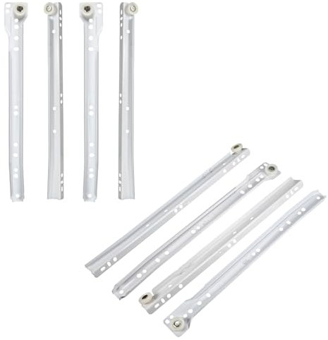 DBOO 2 Pairs Powder-Coated Heavy Duty Drawer Runners with Nylon Rollers, Soft Close & Anti-Drop Design, White Undermount Slides for Kitchen Cabinets