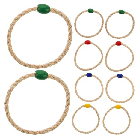 TOYANDONA Jeu de Lancer D'anneaux en Bois et Corde Naturelle pour Garçon et Filles, 10 Pièces, Favorise la Coordination Main-œil Activités en Famille Couleur Aléatoire
