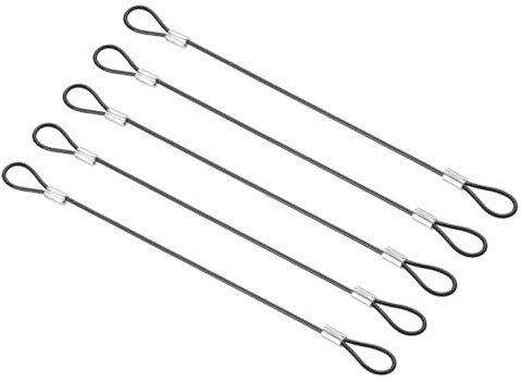 PATIKIL Cavo Di Sicurezza Da 20Cm 5Pcs Cavo D'Acciaio Inossidabile Da 2Mm Con Doppio Anello Per Illuminazione Palco Lucchetto Bagagli Nero