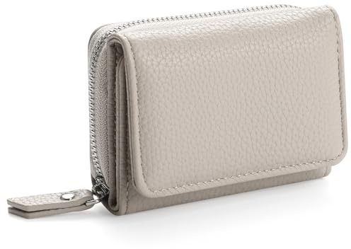 RRANCharltu Geldbörse Damen Klein Leder Kleines Portemonnaie Damen Mini Geldbeutel mit Zipper Münzfach Kartenfächer,Grau