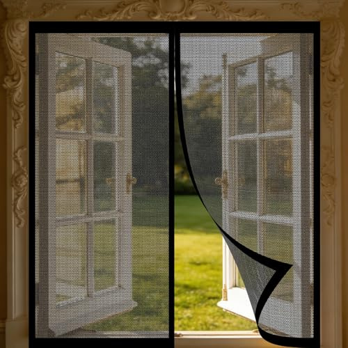 Tenda Zanzariera 144 x 240 cm Facile da Installare, Chiusura Automatica, Mantiene L'Aria Fresca, Maglia Fine, Anti Insetti Zanzariere Magnetiche per Porte Scorrevoli, Nero