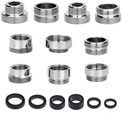 Disnace 10 Pezzi Adattatore Rubinetto Kit, Adattatore per Rubinetto in Metallo, Adattatori per Depuratore e Aeratore Rubinetti, Filettatura Esterna Doppio Rubinetti Riduttore per Tubo Lavello