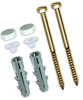 TOX Stand-WC-Befestigung Toilet, mit Spreizdübel Barracuda 8x40 mm + Messing-Sechskantschraube 6,0 x 70 mm und Abdeckkappen weiß , 1 Set, 04510136/S