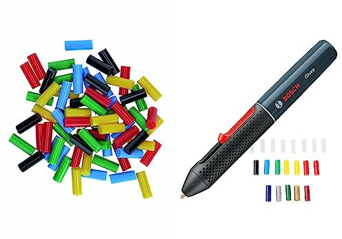 Bosch 70-Piece Gluey Colour Mix Glue Sticks (Gluey Sticks, 20x7 mm, Accessories for Gluey Hot Glue Stick) & Home and Garden Cordless Hot Glue Pen Gluey