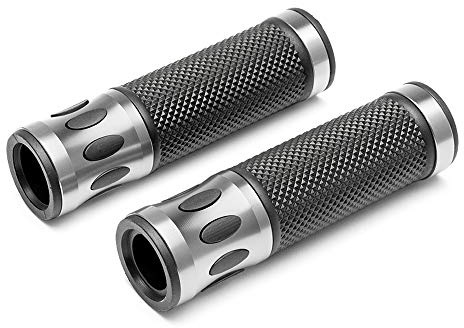 Moto Empuñaduras Para 22mm Barras - Plata - Aluminio Anodizado
