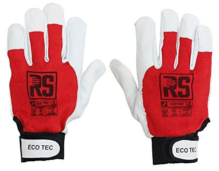 RS Arbeitshandschuhe 12 Paar Montagehandschuhe Ziegenleder Handschuhe Lederhandschuhe Mit Klettverschluss Schnittbeständig Präzise Baumwolle Größe 10 Eco Tec