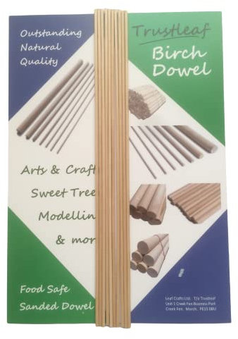 Trustleaf 3mm x 30cm Birch Hardwood Wooden Dowels (10 Dowels)