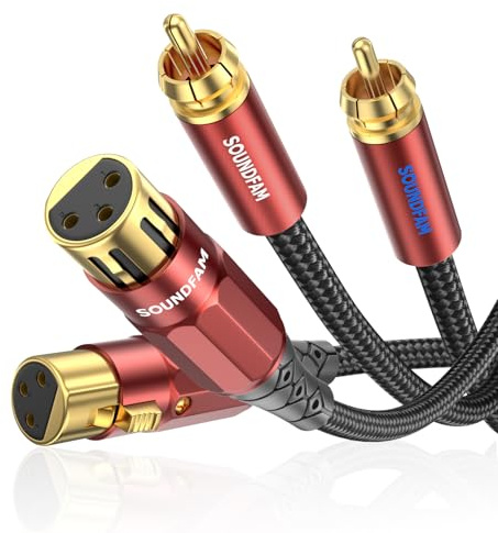 SOUNDFAM Cavo Audio Premium RCA a XLR Femmina [2 RCA → 2 XLR Hi-Fi Stereo] per Subwoofer, Amplificatori, Mixer DJ (5 Metro, Schermatura Doppia)​