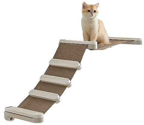 Feandrea Clickat Kollektion - Nr. 002 Katzenkletterhängematte, extrem schnelle Montage, unbegrenzt erweiterbar, Gewebe austauschbar waschbar, Katzenbett mit Leiter Wandmontage, Kletterwand Katzen