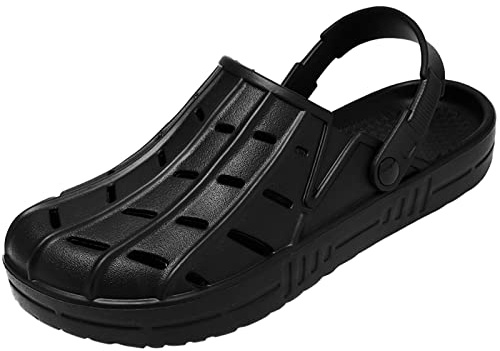 Zoccoli da uomo, taglie forti, leggeri, traspiranti, da spiaggia, piscina, doccia, Nero , 49 EU