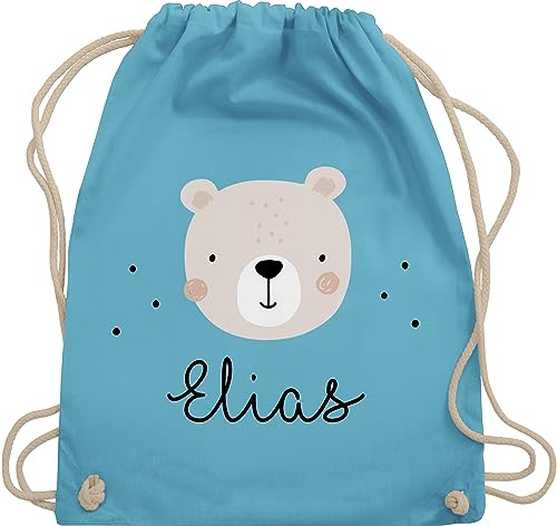 Turnbeutel Rucksack - Süßer Heller Bär Bärenmotiv Bären Bear - Unisize - Hellblau - personalisierter beutel kinder kindergarten wechselbeutel teddy bärchen umhängebeutel