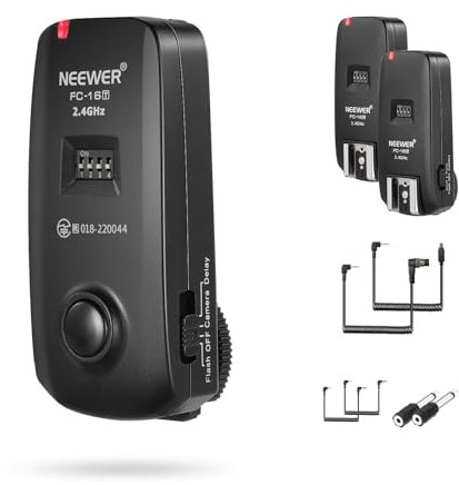 NEEWER FC-16 2,4G Disparador Flash Estudio con Obturador Cámara Inalámbrico con Dos Receptores,Compatible con Nikon D7100 D7000 D5100 D5000 D3200 D3100 D600 D90 D800E D800 D700 D300S D300 D200 D4 D3S