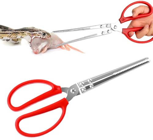 PEOVLVN Reptile Feeding Tongs, 28cm Aquarium Tweezers Snake Feeding Tongs Anti-Skid Easy-Grip Extra Long Tweezers for Aquarium Reptile Tank Accessories Terrarium Tools Feeding Tongs (Red)