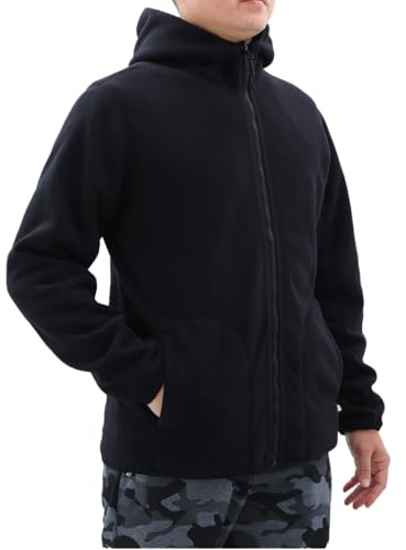 BWBIKE Chaqueta de Forro Polar para Hombre Chaqueta Polar con Capucha Reversible Abrigo de Invierno de Manga Larga con Cremallera Completa Ropa de Abrigo de Invierno para Hombre y Mujer, Negro, XL