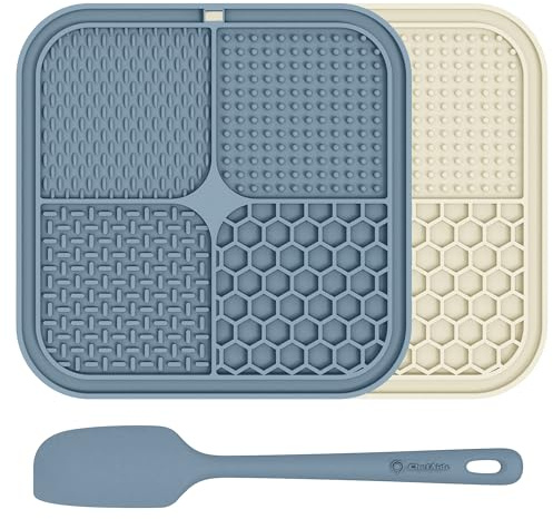 ChefAide 2 Pack Lick Mat for Dogs,Cats,Upgraded 8.5×8.5 inches Licking Mats with Suction Cups,Slow Feeder Licking Pad for Anxiety Relief and Boredom Reducer,Suitable for Dog Training Set 5