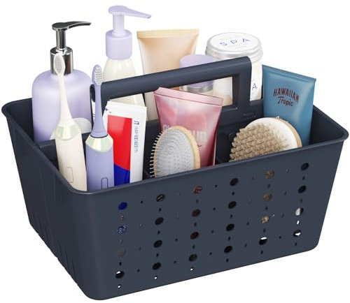 Lifewit Portable Shower Caddy Basket with Handle, Plastic Shower Caddy Dorm, Cleaning Storage Organiser for Car, Bathroom, Garden, Kitchen, College, Dorm Room Essentials, Slate Blue