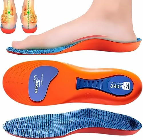 Plantar Fasciitis Heavy Duty Orthotic Support Insoles - 220+ LBS Arch Support,Relieve Flat Feet,Heel Pain,Overpronation,Shock Absorbing and Breathable Insoles,Orthopedic Insole (Large (EU 43-44))