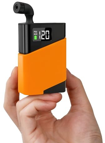 Mini pompa per bicicletta, pompa portatile per gonfiaggio pneumatici 120 PSI con valvola Presta e Schrader, adatta per bici da strada, moto, mountain bike, pallone sportivo (arancione)
