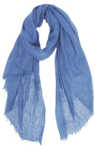 KABAKE Algodón mezcla arrugas bufanda suave vintage con bordes con bordes, bufanda ligera chal verano bufandas de viaje playa (azul cielo)