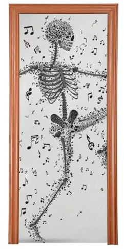 Musiknoter mönster skelett dans ytterdörrsskydd 91 x 248 cm sommar dörr banderoll semester festtillbehör L