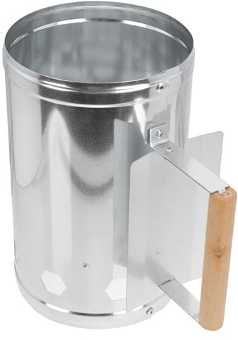 Gadpiparty Ciminiera Accensione Barbecue in Resistente con Manico in Legno Starter Rapido per Carbonella Ventilazione Ottimale per BBQ Campeggio e Picnic all Aperto