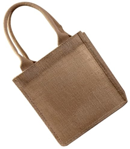 HINTRMENT Borsa in Juta Piccola con Manico, Sacco di Iuta Riutilizzabile la Spesa e Uso Quotidiano, Borsa Resistente per Feste e Trasporto Leggero