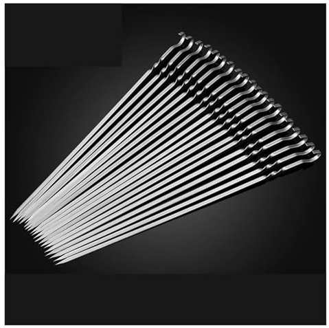 Brochetas de Metal Brochetas planas de acero inoxidable for asar cordero, accesorios for carne, colgar en el horno(20 pieces)