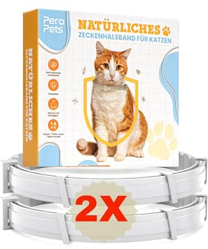 Pero Pets Zeckenhalsband für Hunde Katzen - Halsband gegen Zecken Flöhe Mücken Läuse – Zeckenhalsband Flohhalsband – 100% Natürlich & Wasserdicht – Wirksamkeit 8 Monate