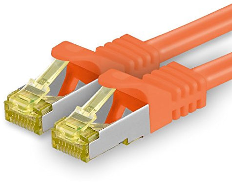 1aTTack.de Câble Réseau Cat7 Cat 7 10 GB/s SFTP - 1x 0,25m - RJ45 Ethernet LAN DSL Routeur Modem - Orange