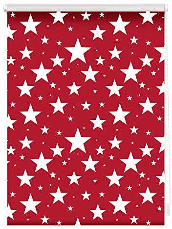 Lichtblick Klemmfix Verdunklungs-Rollo mit Motiv, ohne Bohren, Blickdicht, Seitenzugrollo, Made in Germany, Sterne Rot, 120 cm x 150 cm (B x L)