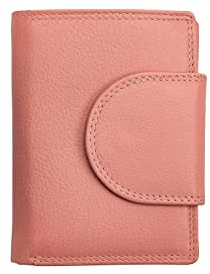 Josephine Osthoff Monedero para mujer, caja vienesa, espacio para 11 tarjetas, minicartera con compartimento para monedas, cartera para hombre, de piel auténtica con protección RFID (934), Rosa