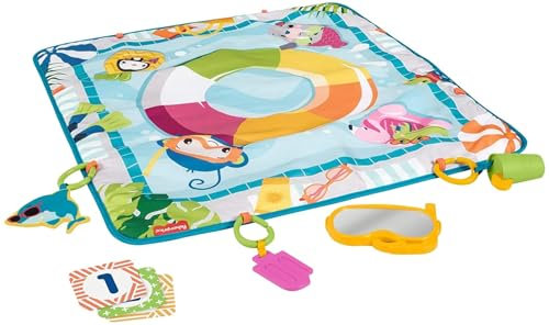 Fisher-Price GRR44 - Plitsch-Platsch Entdecker Spieldecke, Baby-Spieldecke mit Spielzeug, für Neugeborene