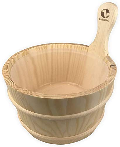 SudoreWell® Saunakübel Saunaeimer 4,0 l aus Kiefernholz mit Einsatz