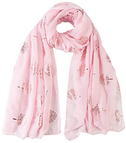 London Scarfs Glitter Mulberry Trees Scarf Women Foil Printed Tree Fashion Ladies Wrap (Baby Pink With Pink Foil)