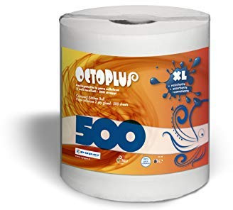 ZPAPER - 6 Rotoli 500 Strappi - Rotoli Asciugatutto con Maniglia 3000 Strappi totali carta 100% Pura Cellulosa 2 Veli Bobina Asciugamano. Monorotoli Scatolati