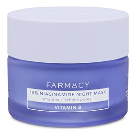 Farmacy Maschera viso 10% niacinamide – Maschera viso levigante e idratante per la cura della pelle – Pantenolo e crema niacinamide – Maschera per il viso durante la notte
